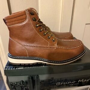 Bruno Marc Men's Tan Leather Snow Boots